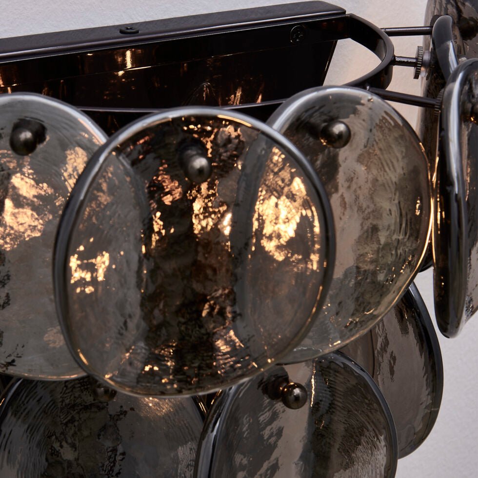 Uroko Wall Sconce in Warm Brass with Glass Discs