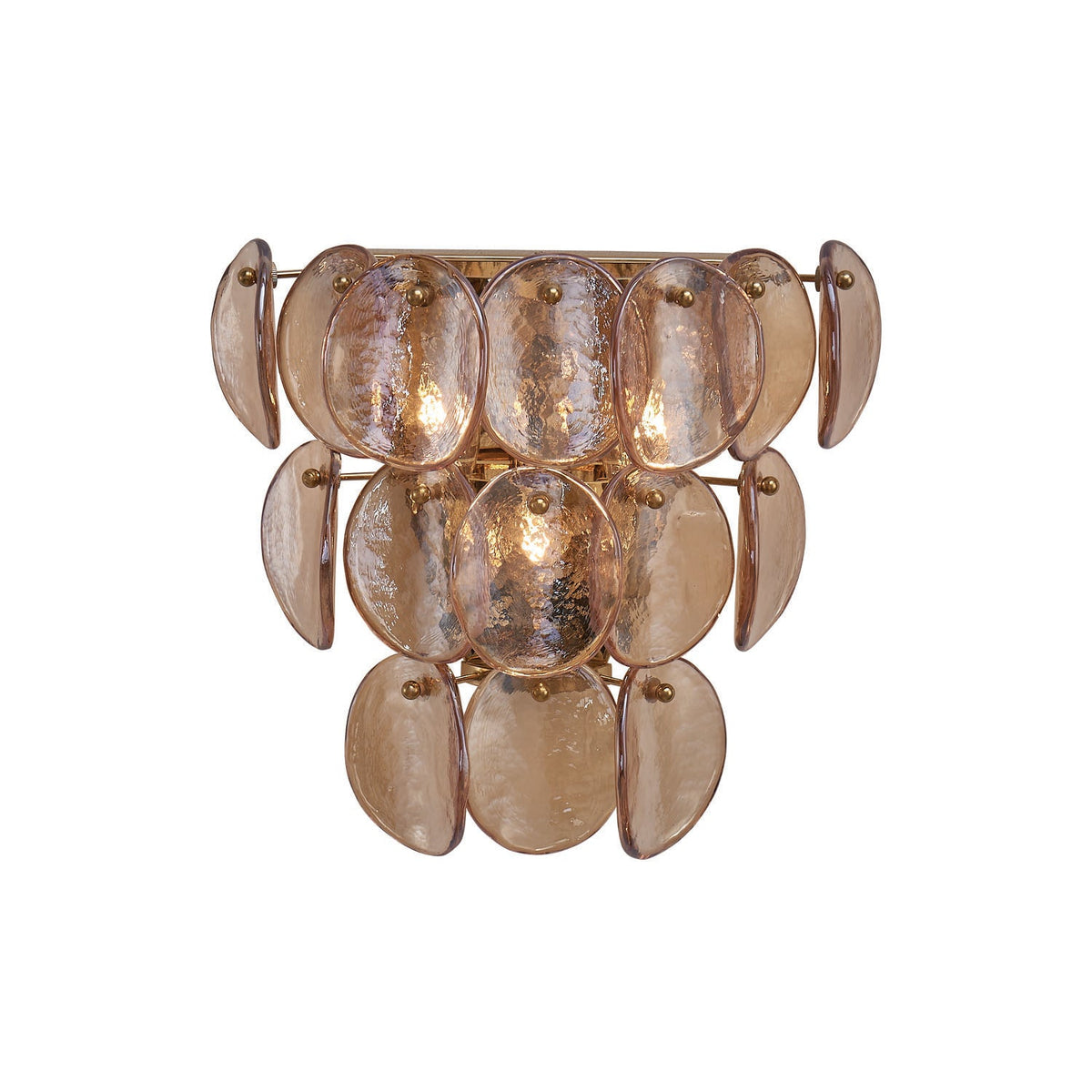 Uroko Wall Sconce in Warm Brass with Glass Discs