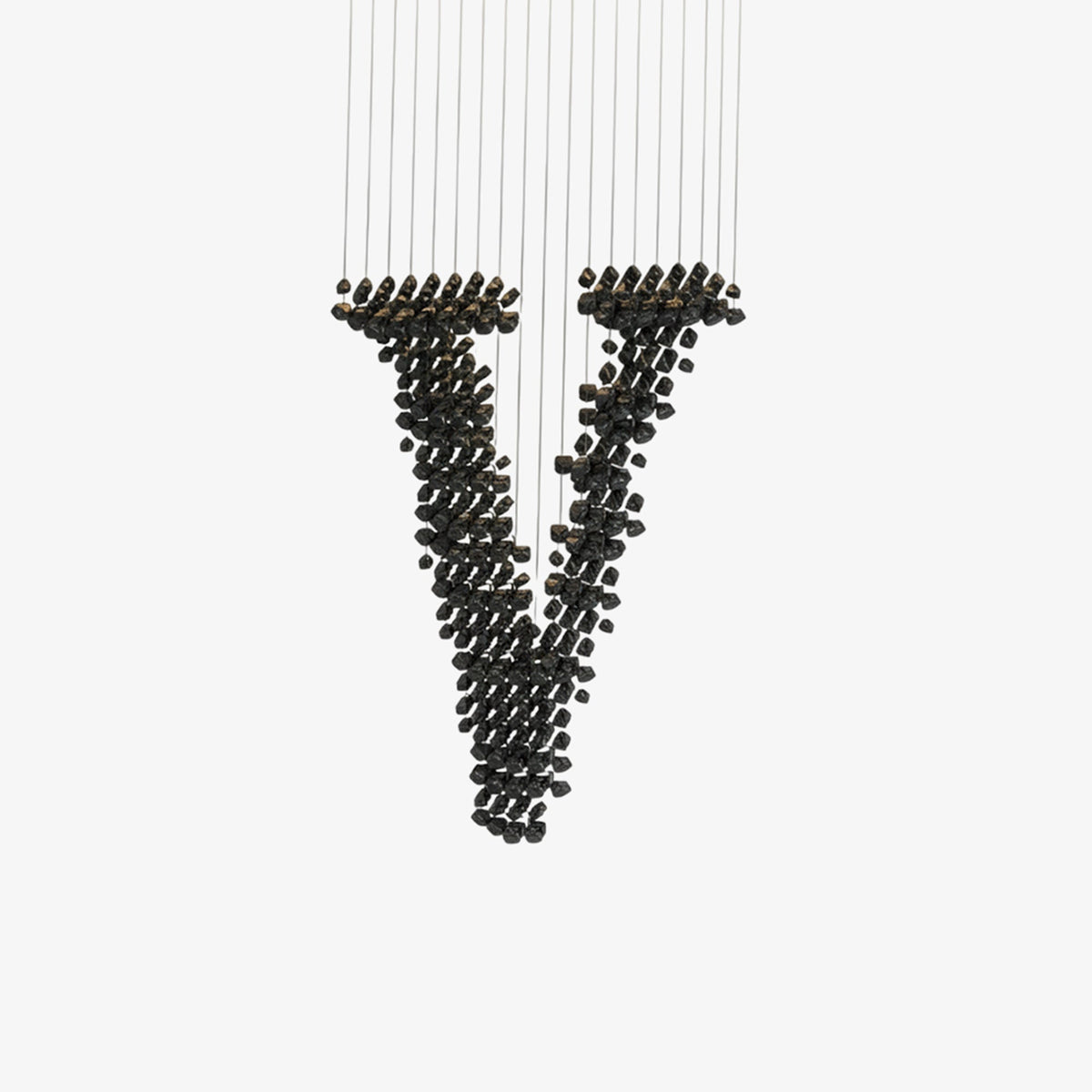 Charcoal Linear Chandelier V – Modern Stone & Metal LED Pendant