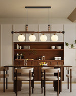 Calderon Linear Pendant Light with Opal Glass and Walnut Finish