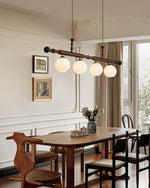 Calderon Linear Pendant Light with Opal Glass and Walnut Finish
