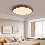 Valencia Walnut LED Flush Mount Ceiling Light, Modern Wood Grain Design