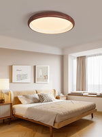 Valencia Walnut LED Flush Mount Ceiling Light, Modern Wood Grain Design