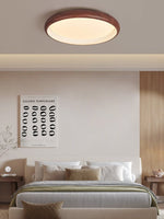 Valencia Walnut LED Flush Mount Ceiling Light, Modern Wood Grain Design
