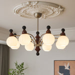 Valerio Modern Wood and Glass Chandelier for Dining Room and Living Room