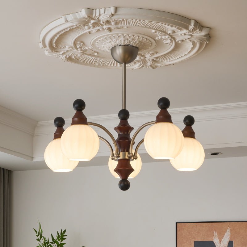 Valerio Modern Wood and Glass Chandelier for Dining Room and Living Room