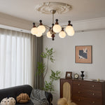 Valerio Modern Wood and Glass Chandelier for Dining Room and Living Room