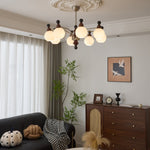 Valerio Modern Wood and Glass Chandelier for Dining Room and Living Room