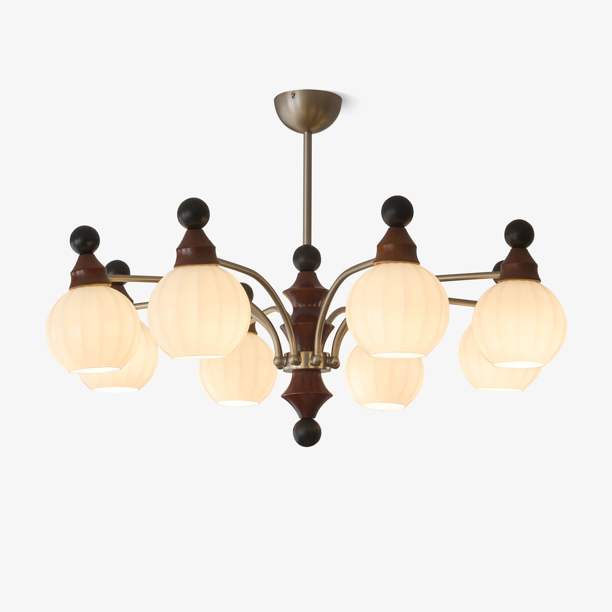 Valerio Modern Wood and Glass Chandelier for Dining Room and Living Room