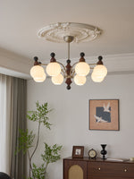Valerio Modern Wood and Glass Chandelier for Dining Room and Living Room