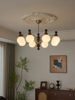 Valerio Modern Wood and Glass Chandelier for Dining Room and Living Room