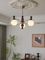 Valerio Modern Wood and Glass Chandelier for Dining Room and Living Room
