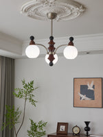 Valerio Modern Wood and Glass Chandelier for Dining Room and Living Room