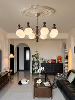 Valerio Modern Wood and Glass Chandelier for Dining Room and Living Room