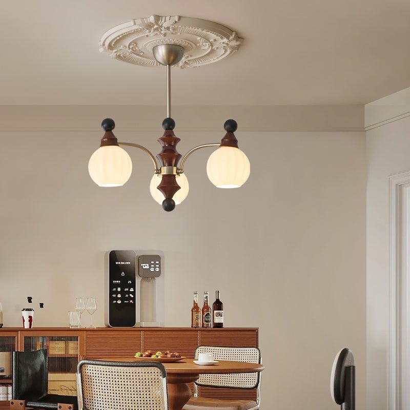 Valerio Modern Wood and Glass Chandelier for Dining Room and Living Room