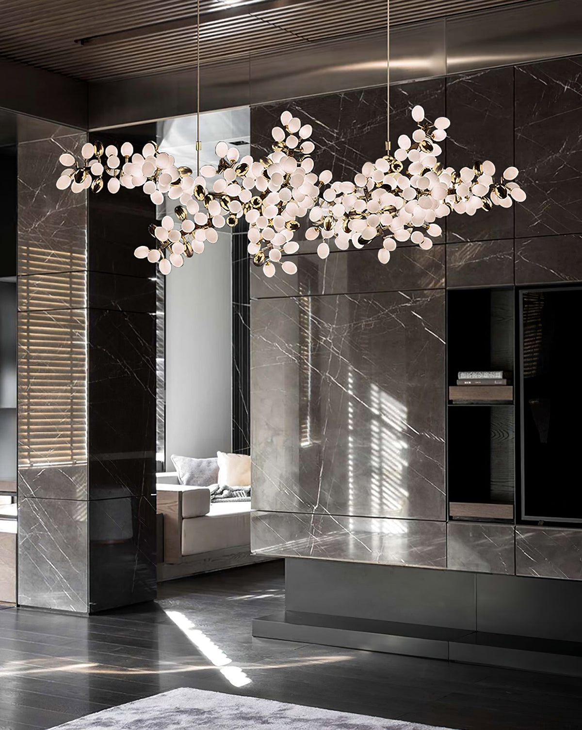 Selene Droplet Chandelier – Hand-Blown Murano Glass Pendant Light