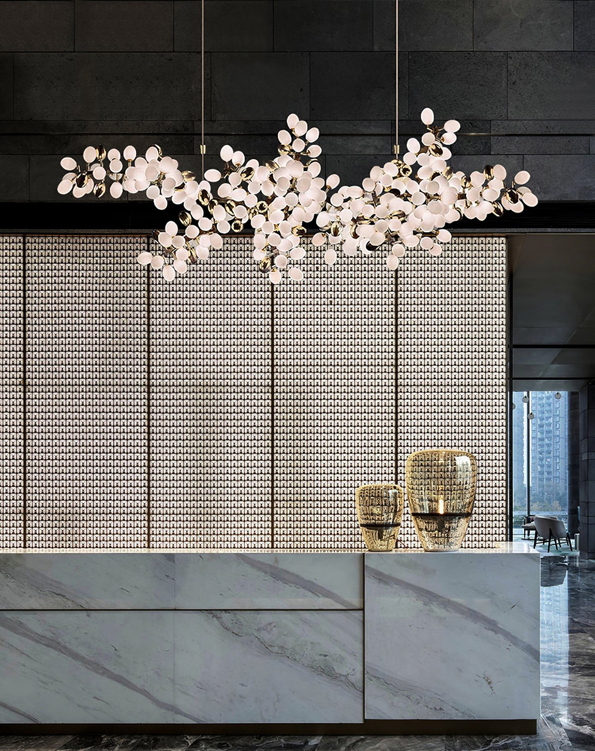 Selene Droplet Chandelier – Hand-Blown Murano Glass Pendant Light