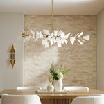 Valkyrie Sculptural Linear Chandelier in Brass and Glass