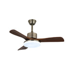 Vega Ceiling Fan Light with LED, Walnut Blades and Brass Finish