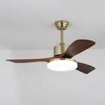 Vega Ceiling Fan Light with LED, Walnut Blades and Brass Finish