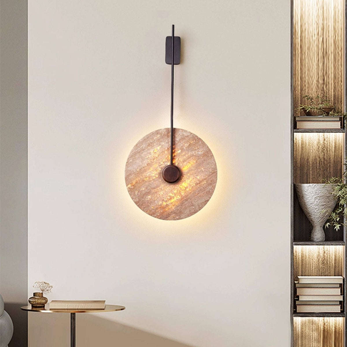 Veil Travertine Wall Sconce – Modern LED Wall Light in Natural Stone