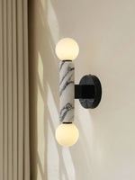 Obelisk Orb Wall Sconce in Marble and Opal Glass