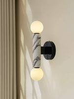 Obelisk Orb Wall Sconce in Marble and Opal Glass