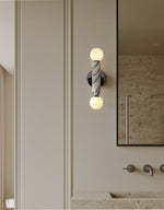 Obelisk Orb Wall Sconce in Marble and Opal Glass