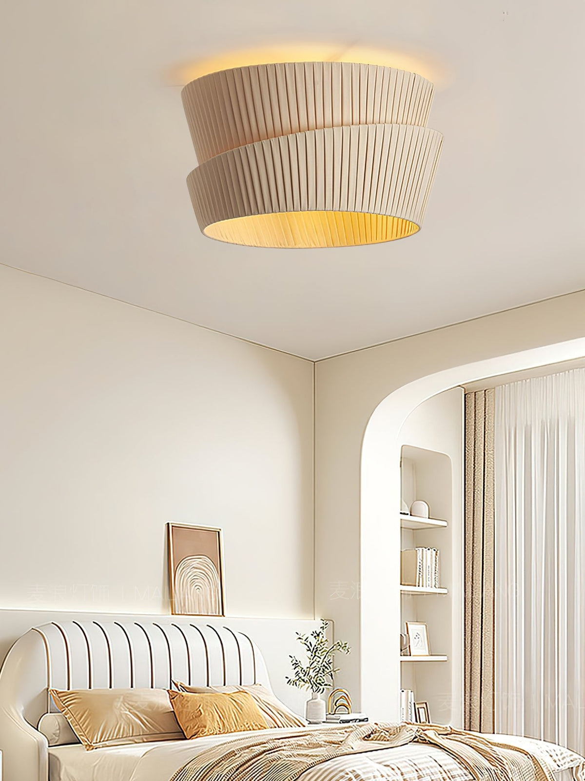 Vela Twist Fabric Ceiling Light – Sculptural Flush Mount for Modern Interiors