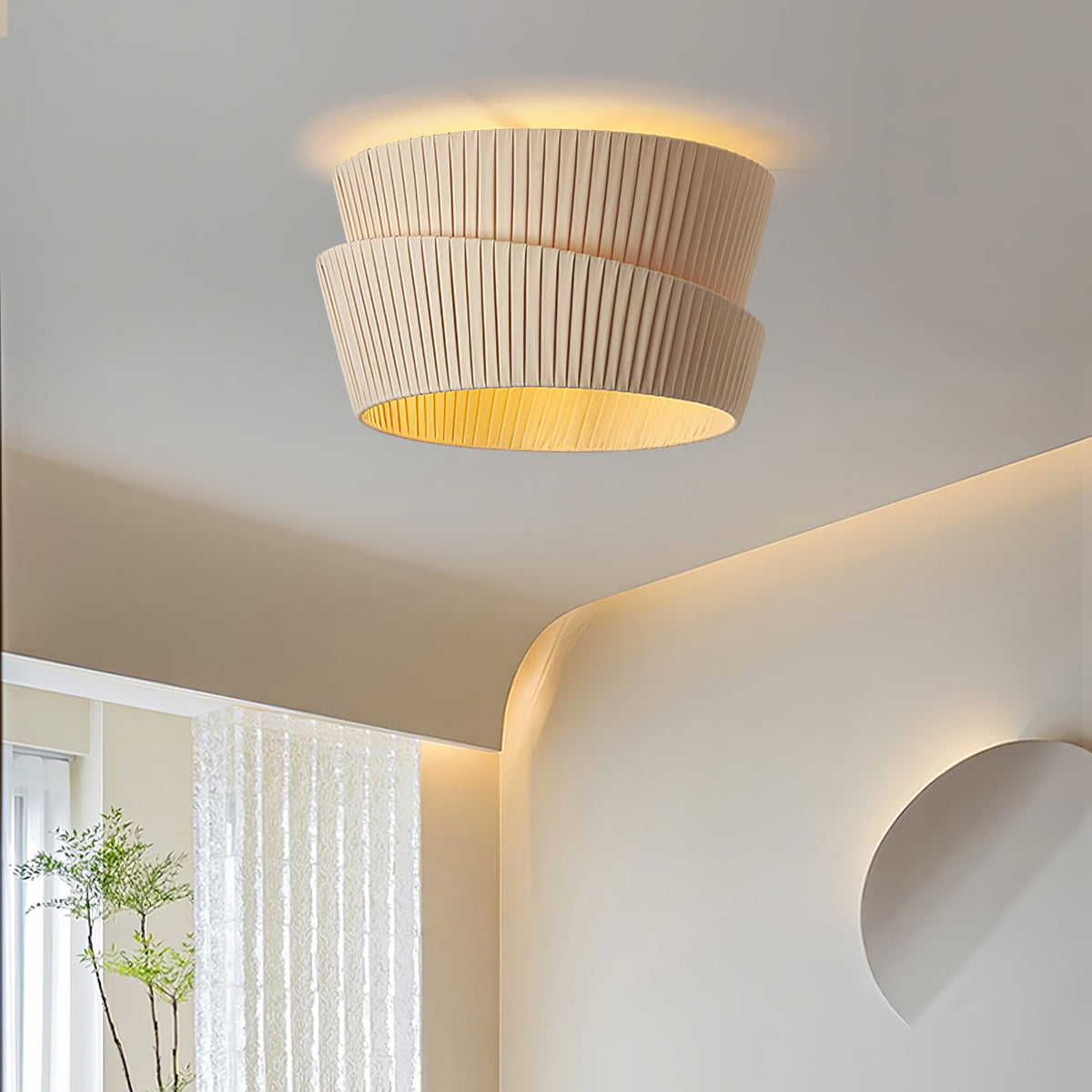 Vela Twist Fabric Ceiling Light – Sculptural Flush Mount for Modern Interiors