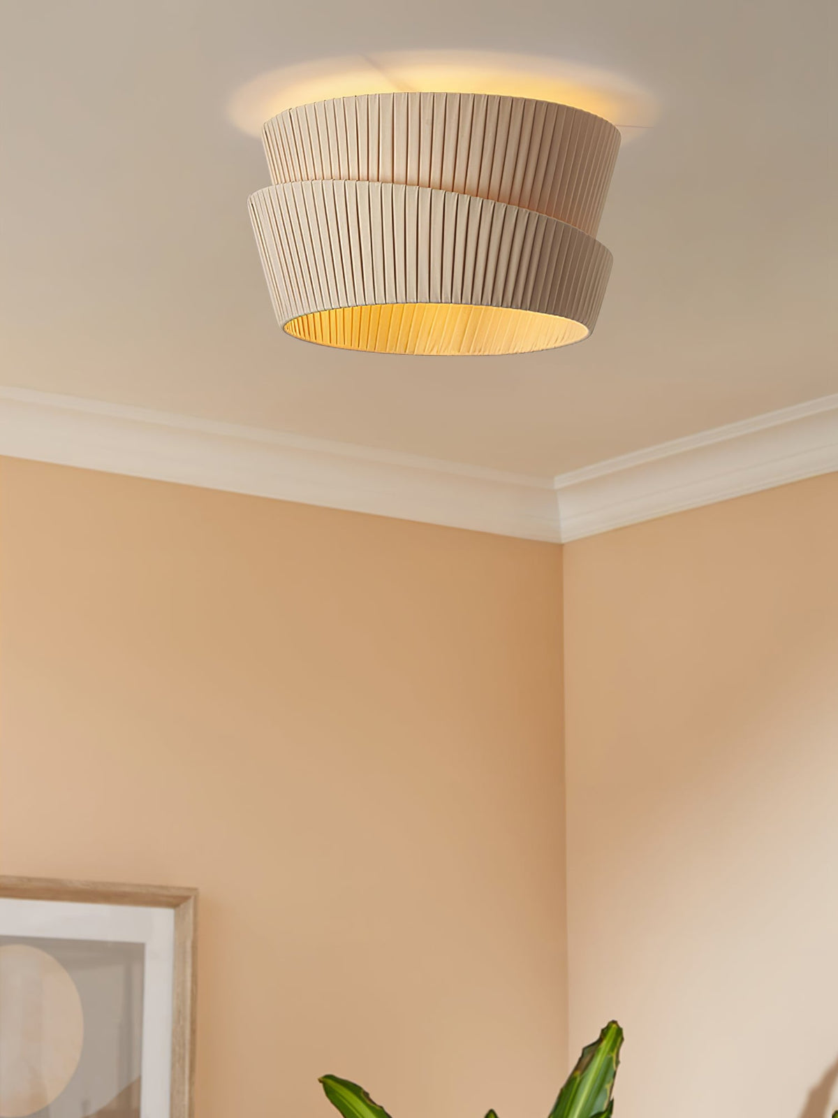 Vela Twist Fabric Ceiling Light – Sculptural Flush Mount for Modern Interiors