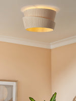 Vela Twist Fabric Ceiling Light – Sculptural Flush Mount for Modern Interiors