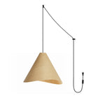 Vela Wood Swag Pendant Light – Modern Plug-In Hanging Lamp