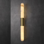 Velin Alabaster Tube Wall Sconce in Brushed Brass