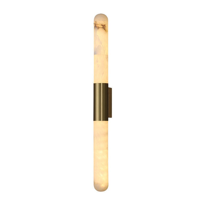 Velin Alabaster Tube Wall Sconce in Brushed Brass