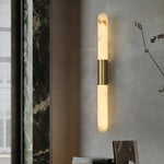 Velin Alabaster Tube Wall Sconce in Brushed Brass