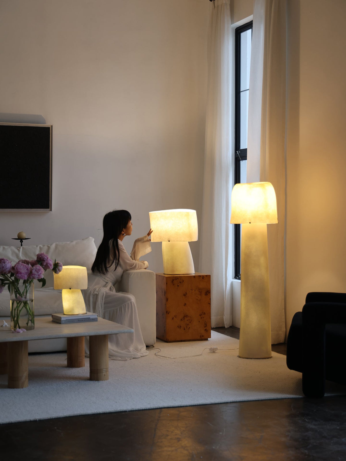 Vellum Sculptural Table Lamp with Warm Diffused Glow