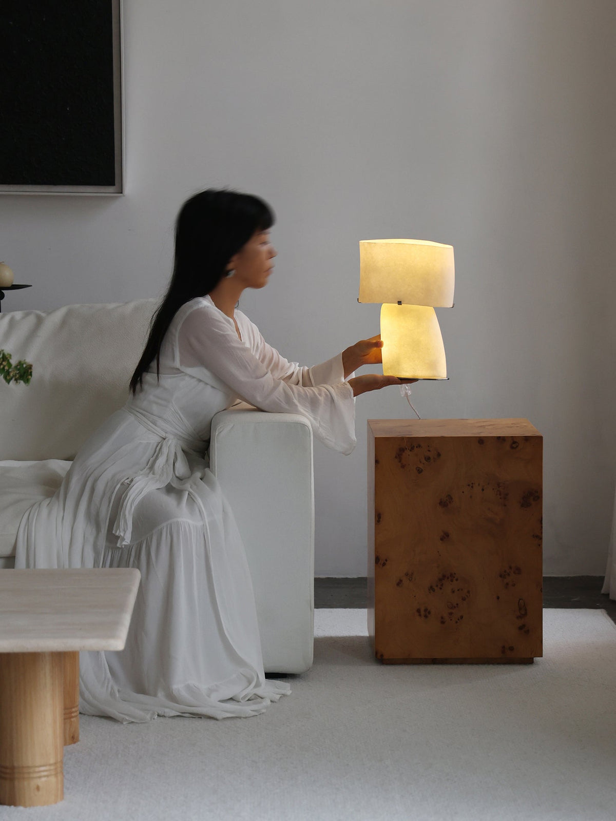 Vellum Sculptural Table Lamp with Warm Diffused Glow