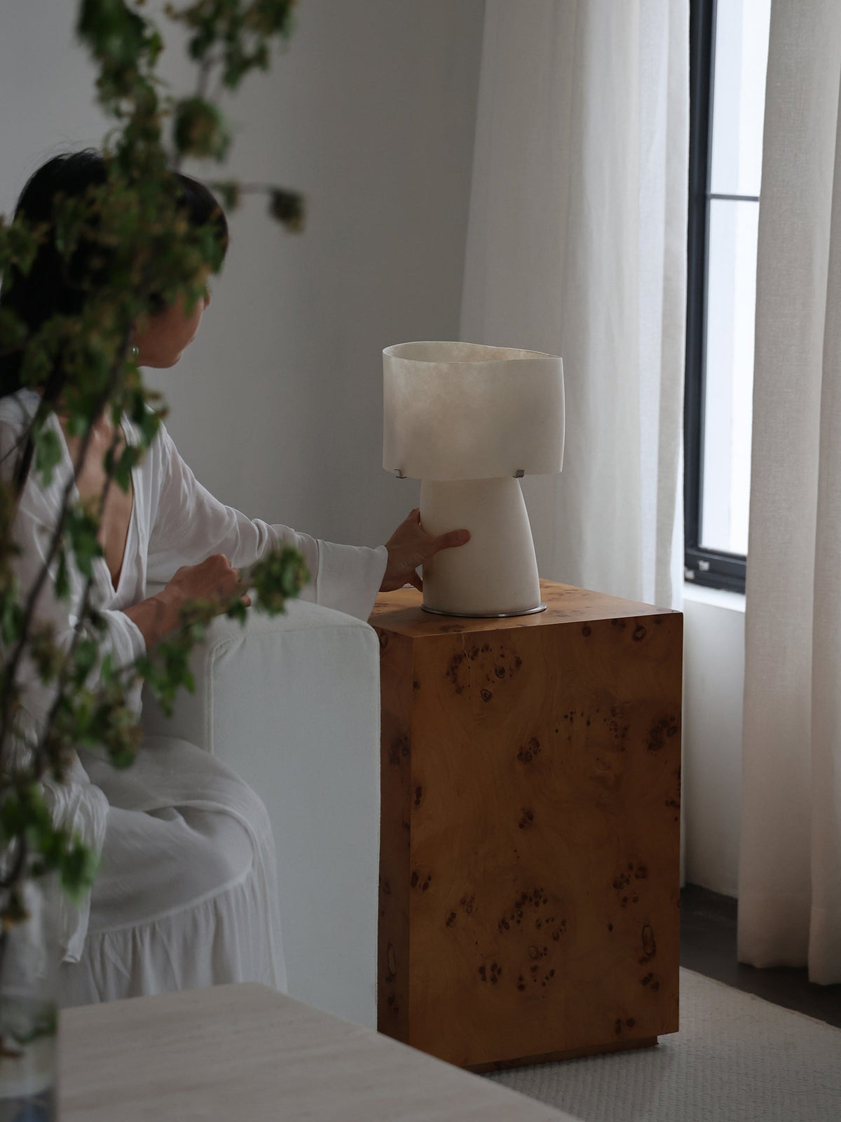 Vellum Sculptural Table Lamp with Warm Diffused Glow
