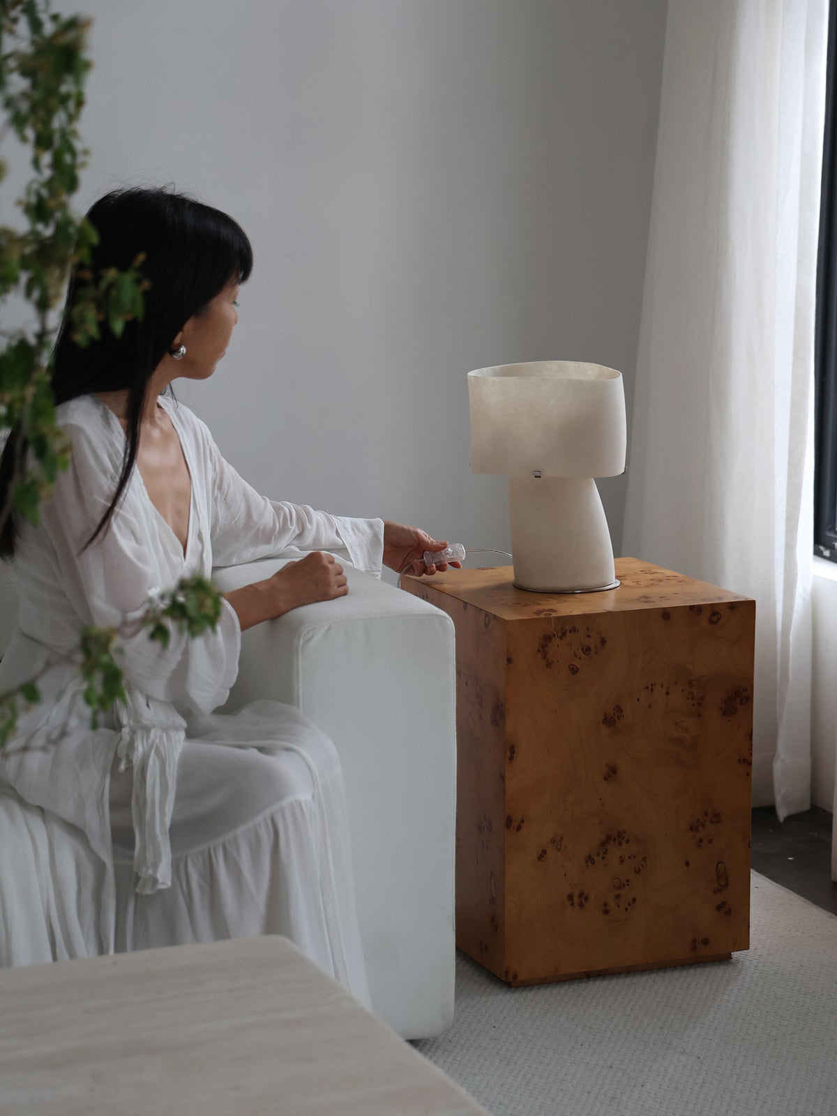 Vellum Sculptural Table Lamp with Warm Diffused Glow