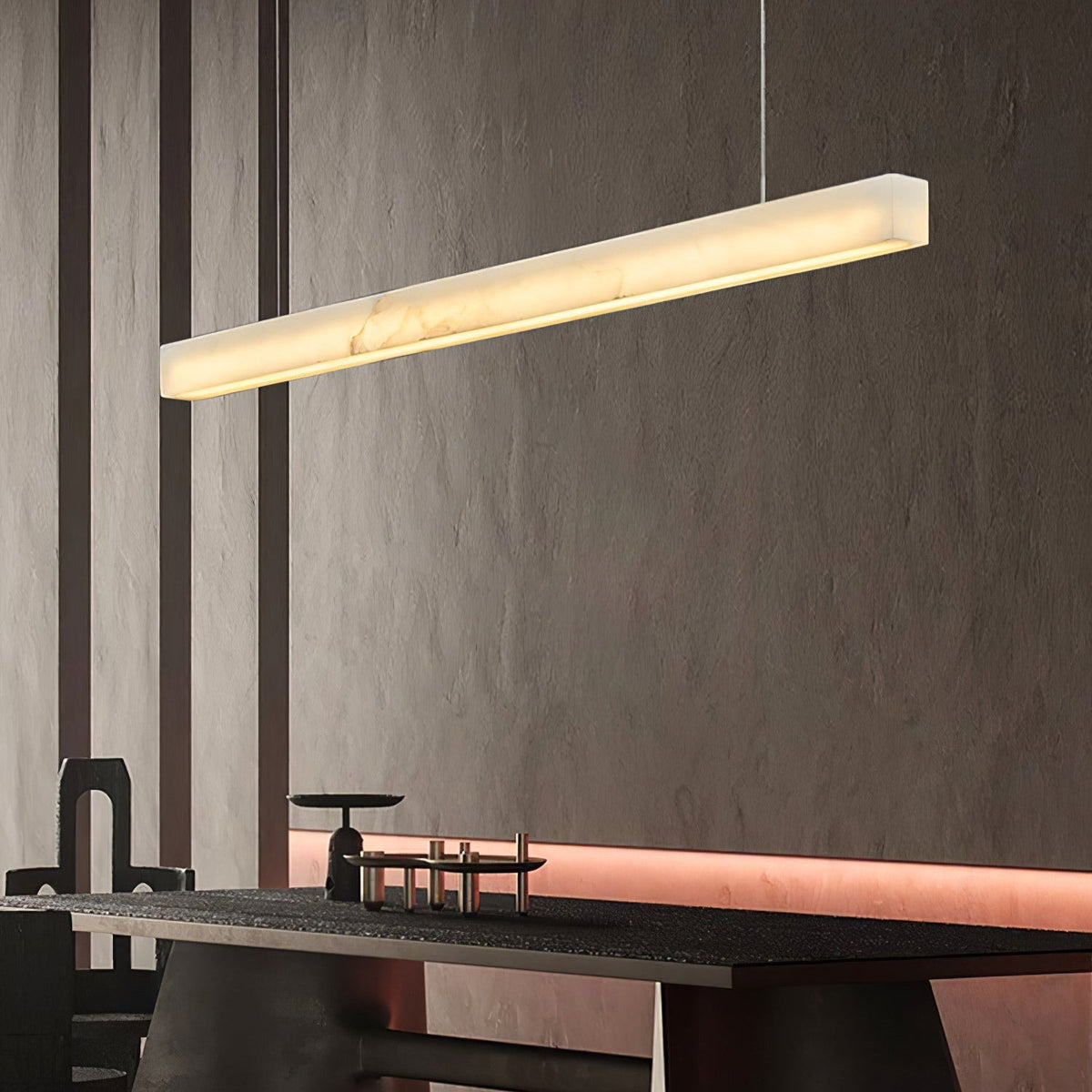 Velmore Linea Alabaster LED Pendant Light – Modern Linear Chandelier