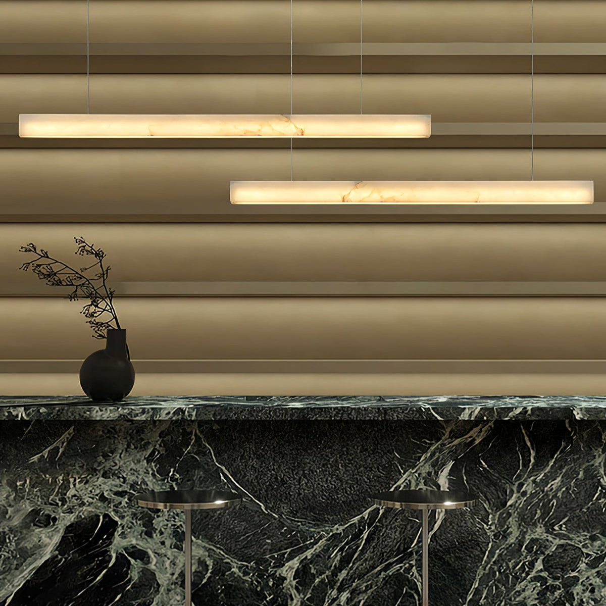 Velmore Linea Alabaster LED Pendant Light – Modern Linear Chandelier