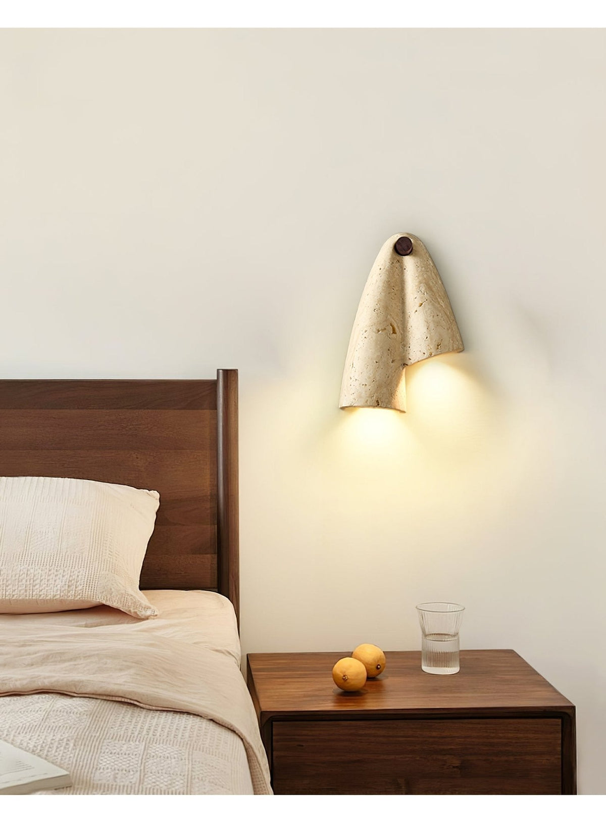 Velo Draped Stone Wall Sconce in Natural Travertine