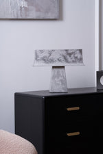Veltan Sculptural Table Lamp in Antique Stainless Steel for Modern Interiors