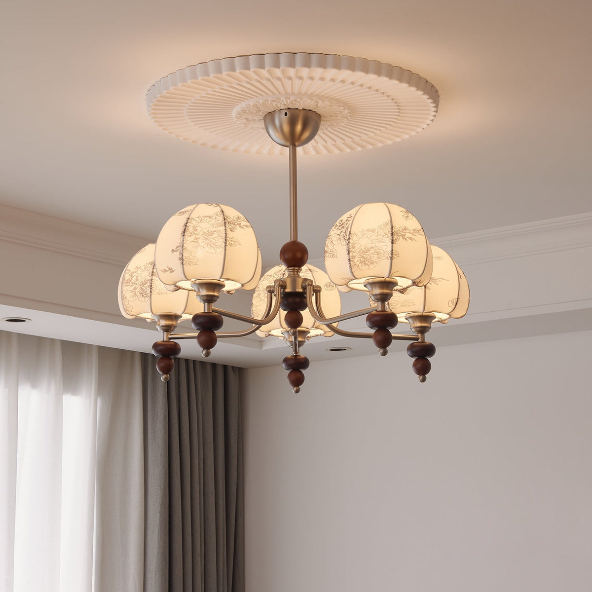 Velvet Petal Chandelier – Modern Fabric Pendant Light for Dining Room and Living Room