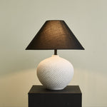 Velvra Sculpted Ceramic Table Lamp with Black Conical Shade
