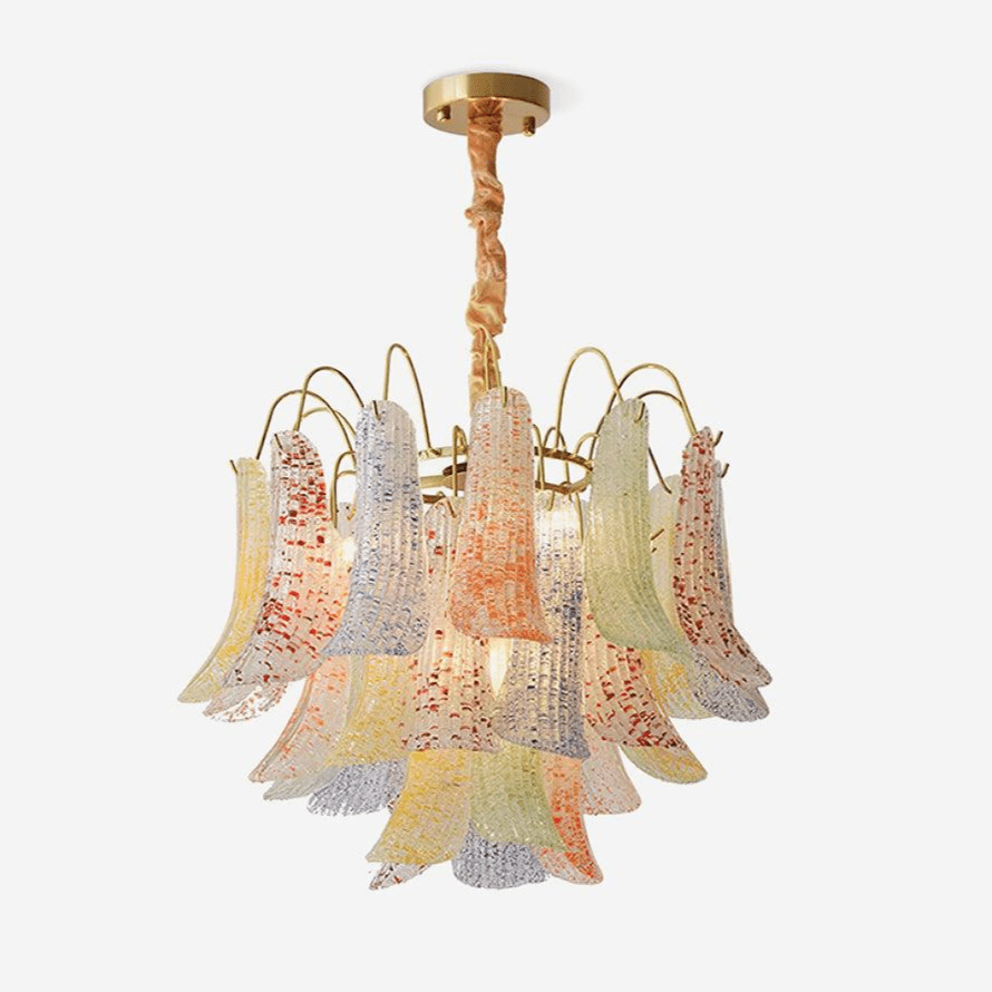 Venini Style Murano Glass Chandelier with Gold Finish – Modern Designer Lighting