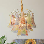 Venini Style Murano Glass Chandelier with Gold Finish – Modern Designer Lighting