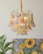 Venini Style Murano Glass Chandelier with Gold Finish – Modern Designer Lighting