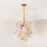 Venini Style Murano Glass Chandelier with Gold Finish – Modern Designer Lighting
